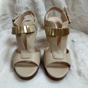 Calvin Klein Beige and Gold Sandals